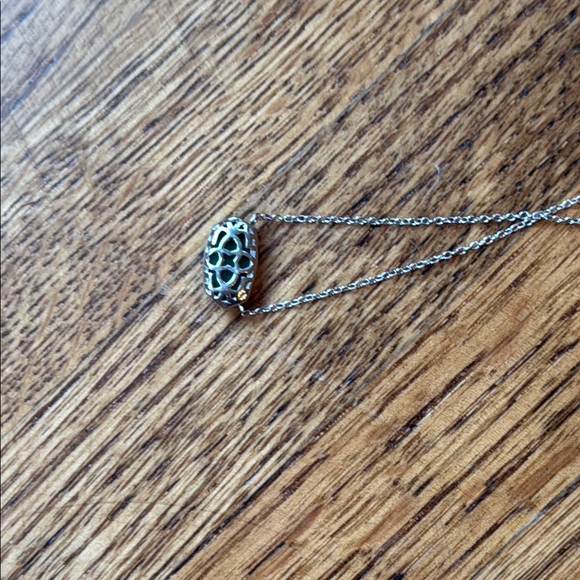 Kendra Scott Eliza Silver Pendant Necklace in Emerald Cat's Eye - Picture 5 of 8